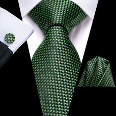 3delige set stropdas manchetknopen pochet tinten groen zwart Fantasy